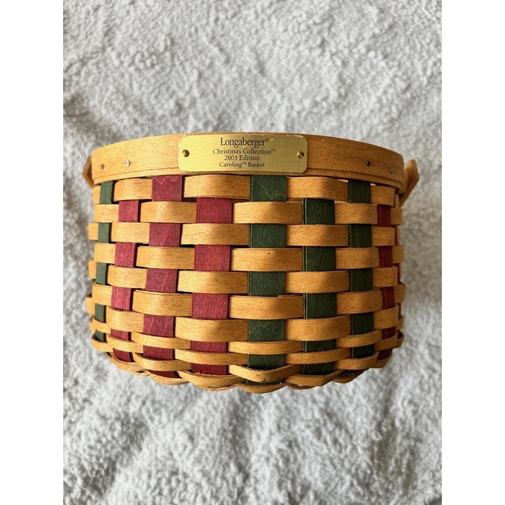 Longaberger 2003 Christmas Caroling Basket Wood Woven With Handle
